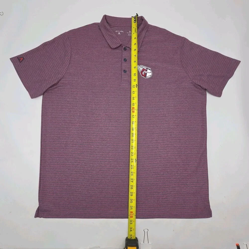 Cleveland Guardians Polo Shirt Golf Antigua MLB Baseball Red Stripe Men Sz XXL